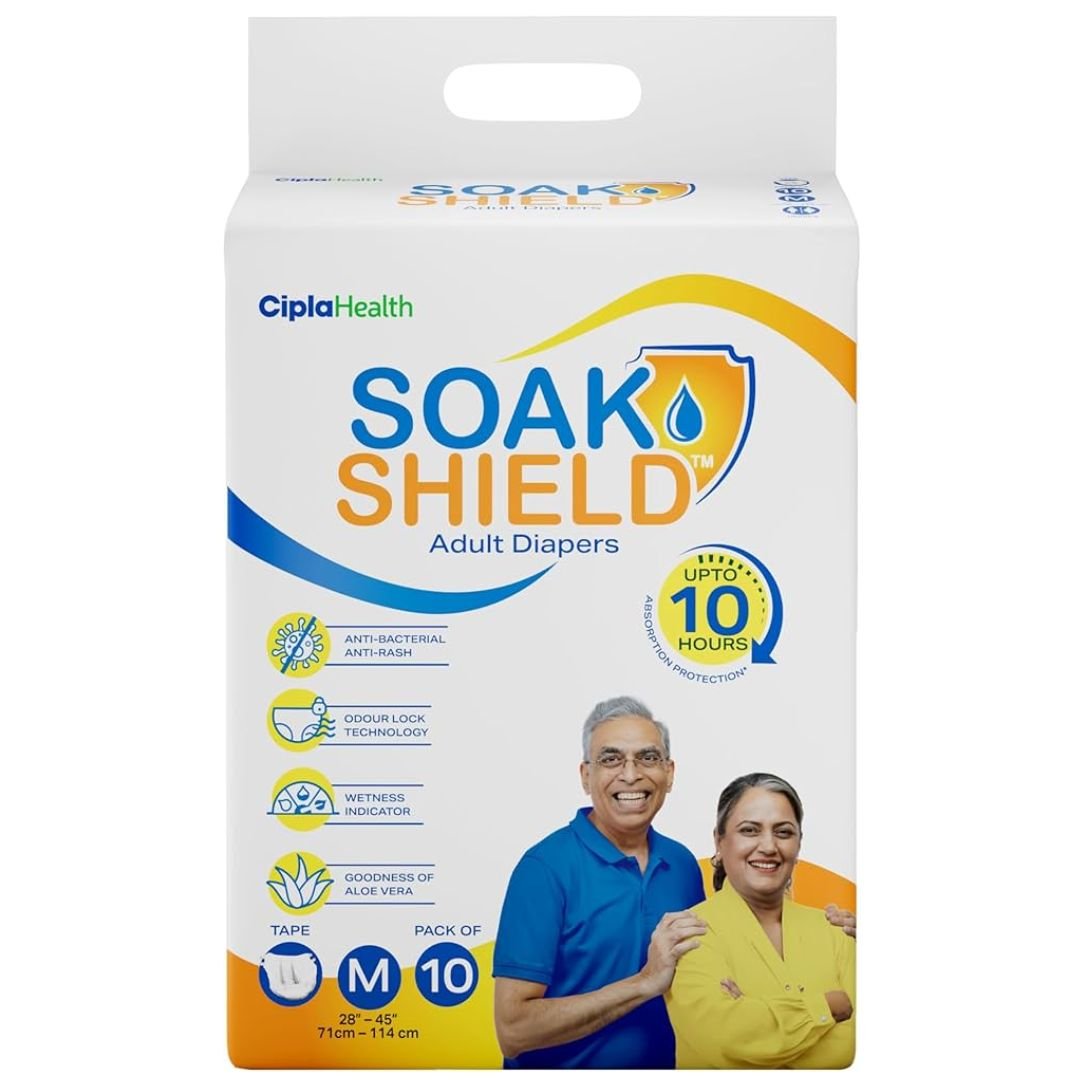 SOAK SHIELD ADULT DIAPERS-MEDIUM SIZE (TAPE STYLE)